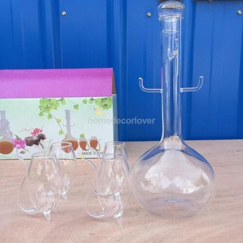 Wine Bottle + 4pcs Wine Champagne Glass Sipper Cup Sucking Drinking Straw Mug