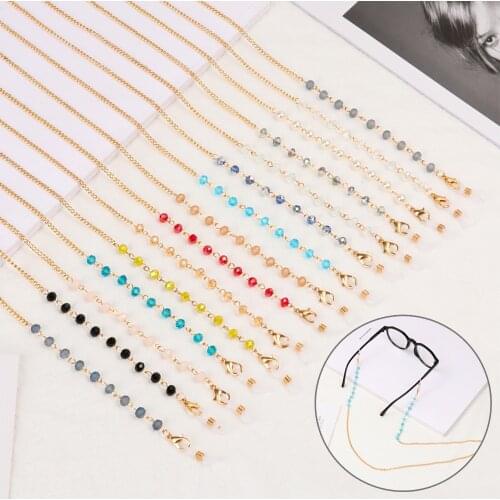 Fashion Crystal Beaded Glasses Chain Metal Sunglasses Lanyards Strap Cord Holder Eyeglasses Anti-lost Rope Eyewear Accessories