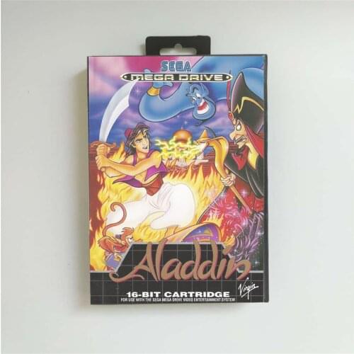Aladdin - EUR Cover With Retail Box 16 Bit MD Game Card for Sega Megadrive Genesis Video Game Console