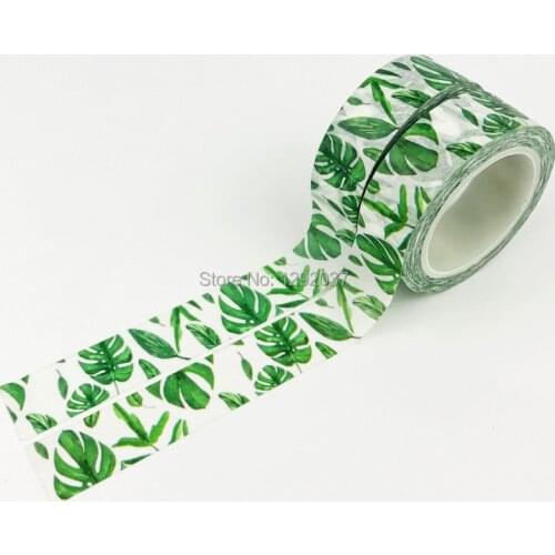 15mm X 10m Cute Beautiful Plant Green Leaves Decorative Washi Tape Paper DIY Scrapbooking Masking Tape School Office Supply