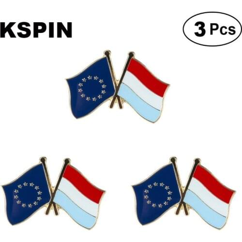 EU & Luxebourg Frendship Lapel Pin Brooches Pins Flag badge Brooch Badges