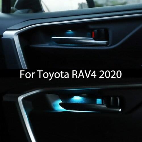 Door Bowl Atmosphere Light For Toyota RAV4 2020 Interior LED Blue Decoration Door Bowl Handle Frame Light For Toyota RAV4 2020