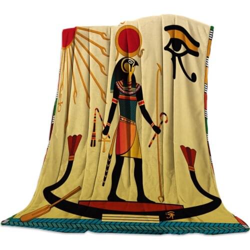 Egypt Hieroglyph Ancient Religion Sun Eyes Throw Blanket Soft Warm Microfiber Blanket Flannel Blanket