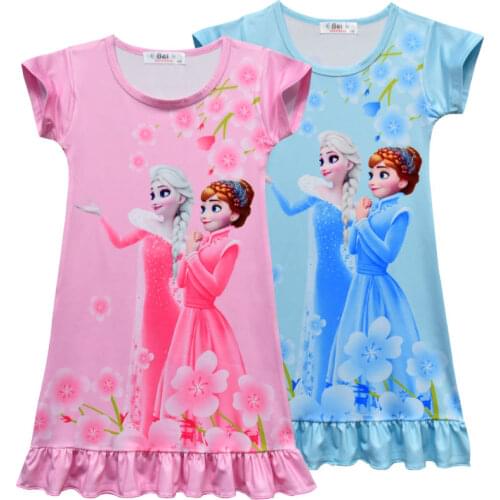 Girls Dress Girls Frozen 2 Elsa Robe Girl Cartoon Pajamas Childrens Home Clothes Baby Clothing Summer New Dresses