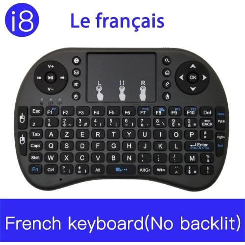 I8 no Backlit Mini Wireless Keyboard French 2.4GHz with Touchpad Keyboard Mouse for Raspberry Pi 3 RPI Mini Android Smart TV Box