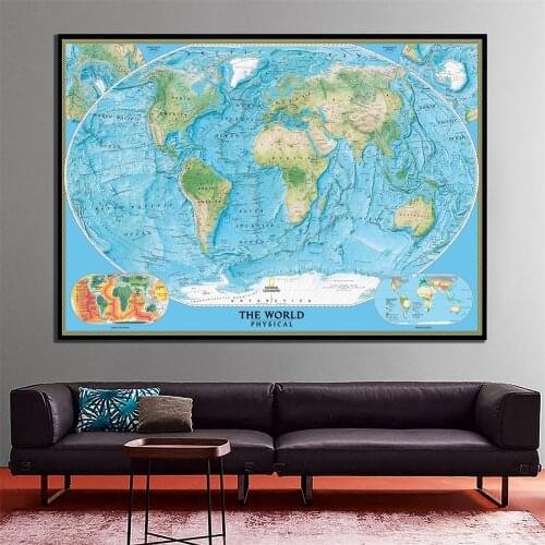 The World Physical Map With World Tectonics And Climate National World Map Canvas Spray Painting For Wall Decor