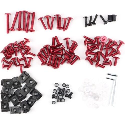 Red Motorcycle Sportbike Fairing Body Bolts Kit Fastener Clips Screws For Honda Suzuki Yamaha Kawasaki