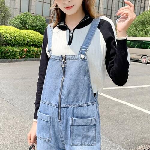 Wide-Legged Denim Overalls Straight Jumpsuits Korean Fashion Joggers Summer Sweatpants WomenS Clothing Pants Trousers 2021