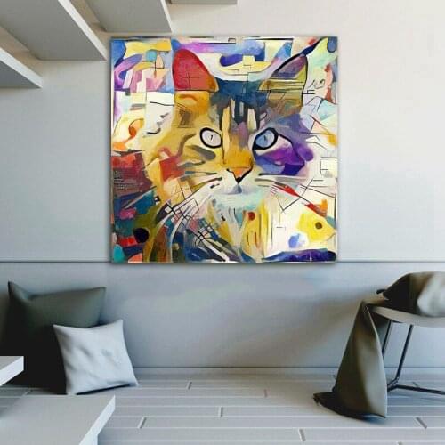 Colorful Cat Animal Pictures Abstract Canvas Painting Canvas Posters and Prints Wall Art Pictures for Living Room Decor