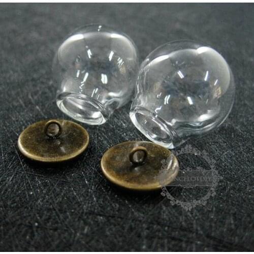 Round vintage style bronze bulb vial glass bottle with 20mm open mouth DIY pendant charm supplies 1810424