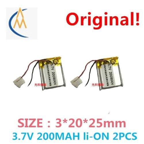 2PCS New sufficient capacity polymer li-ion battery 3.7 V 032025 200 mah MP3 bluetooth headset/equipment/mini LED sound