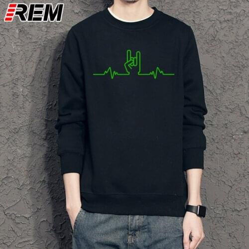 REM Rock Heartbeat Pulse Metal Hand Hoodies, Sweatshirts Band Heavy Fashion Birthday Fashion Gift Cotton Men Classical Top