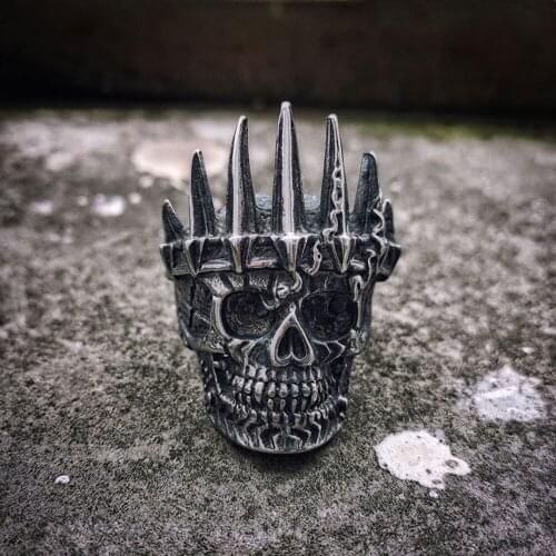 CFBulongs Mens Retro Aristocratic Crown Skull Ring Stainless Steel Gothic Locomotive Boy Fasion Jewelry Gift