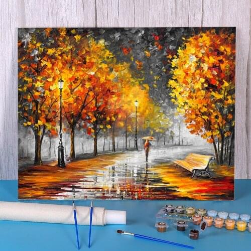 Fall Marathon Nature Coloring By Numbers Painting Complete Kit Acrylic Paints 40*50 Picture By Numbers Photo Handiwork