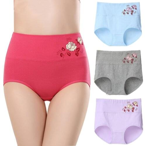 4pcs/ lot underwear female Pure cotton high waist large size mother underwear briefs antibacterial belly lifting hips underwear