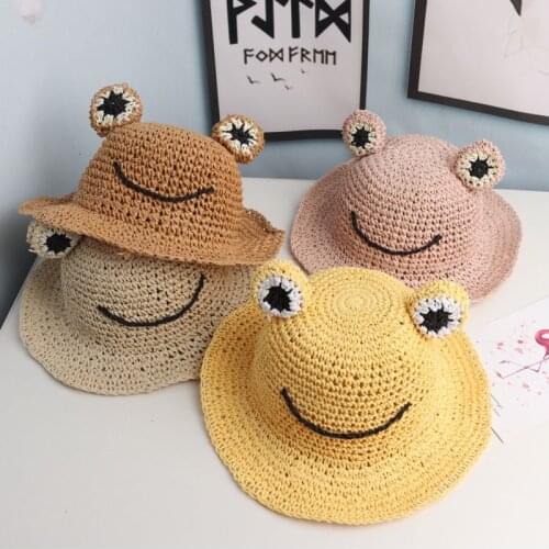 New Beach Frog Summer Hats for Kids Girls Boy Baby Sun Protection Bucket Straw Hat Gorro Rana Panama Cap Gorras Casquette Caps