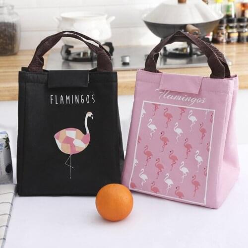 Portable Thermal Insulated Bag Lunchbox Flamingo Picnic Lunch Organizer Handbag Storage Food Container Student Bento Bag