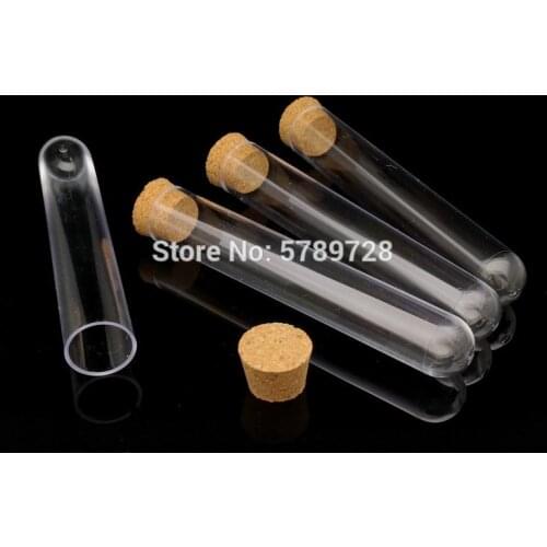 12Pcs 18x105mm Clear Plastic Test Tubes Vials With Corks Caps,Wedding Favor Gift Tube School Lab Supplies