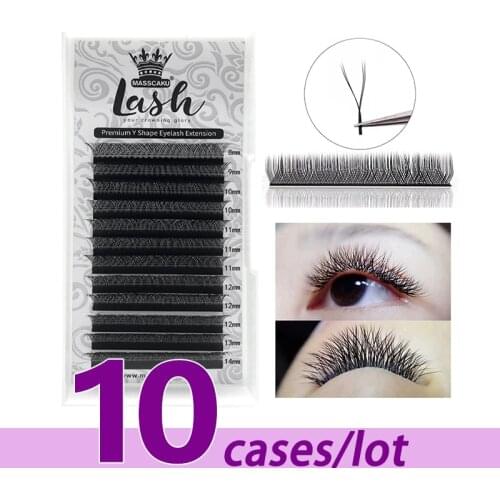 10Cases/Lot New Design Y Shape 8-14MM Faux black lash individual Fluffy Lash Extension Super Soft Make Up Lashes for makeup
