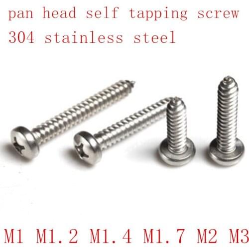 100PCS M1 m1.2 m1.4 m1.7 m2 m3 stainless steel electronic screw cross recessed phillips round pan head self tapping screw