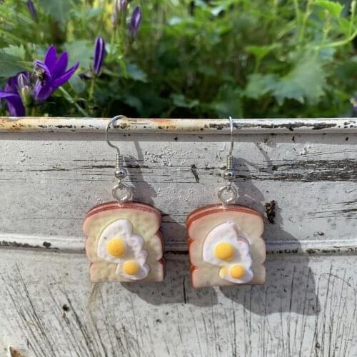 Eggs on Toast Earrings Drop Earrings Kitsch/Kawaii/Sweet/Kitsch