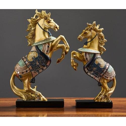 Chinese Style Resin Horse Model Art Statue Home Decoration Accessories Medieval Abstract Sculpture Modern Office Desk Decorative