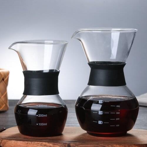 300/600ML Glass Coffee Kettle W/ Stainless Steel Filter Drip Brewing Hot Brewer Coffee Pot Barista Pour Over Coffee Maker