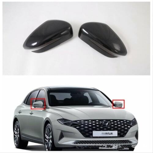 Carbon Fiber Style ABS Car Rear View Mirror Cover Trim Sticker Fit For Hyundai Azera Grandeur 2020