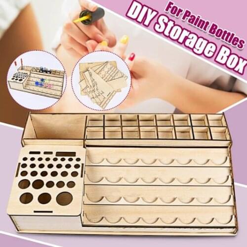 Pigment Bottle Storage Organizer Wooden Color Paint Ink Brush Stand Rack Holes Color Paint Ink Brush Stand Rack Modular Holder