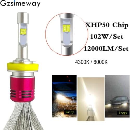 Car light H4 LED H7 H11 H1 9005 HB3 9012 D1S D2S D2H headlight bulbs 4300K 6000K XHP50 104W H3 H8 LED HB4 880 881 auto fog lamp