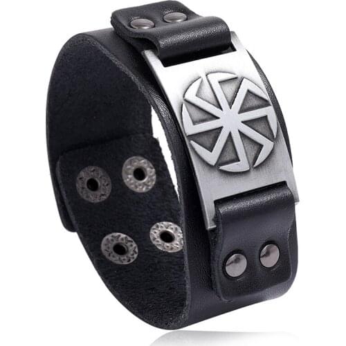 Charms Wheels Pattern Alloy Leather Bracelet Jewelry Cuff Bangle Gift Men Women party