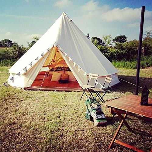 Large Family Hiking Tent 4 Season Waterproof Cotton Luxury Canvas Bell Tent Hunting (19Ft) For 10-12 person