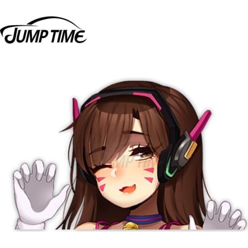 Jump Time Overwatch D.Va (Hana Song) 16 8.3 Big Head Anime Peeker Vinyl Decal Waifu Kawaii Girl Car Stickers