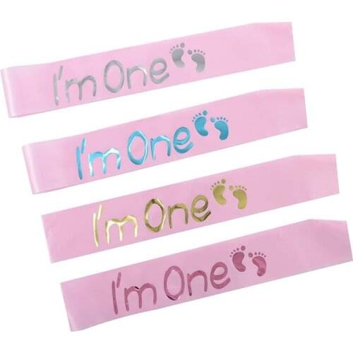 I am One 1st Happy Birthday Party Decoration for Baby Boy Girl Baby Shower Decorations Supplies 1St Birthday Sash Decor HL78