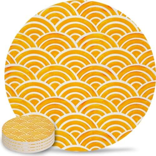 Japanese Wave Round Coaster Coffee Table Mats Kitchen Table Accessories Absorbent Ceramic Coasters