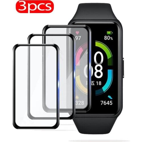 3pcs Full Edge Screen Protector For Huawei Band 6 Tempered Glass For Huawei Honor Band 6 Band6 Wristband Protective Films