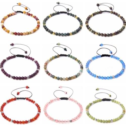 Women Men Couple Lover Distance Bracelet Gifts Jewelry 4MM Beaded Natural Stone Beads Metal Charm Bracelets Jewelry Souvenir