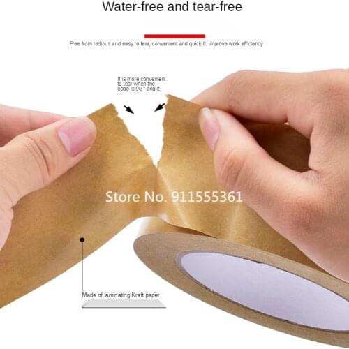 1 Roll 30m Gummed Kraft Paper Brown Bundled Adhesive Masking Paper Tape for Box Sealing Kraft Paper Tape Packaging Tools