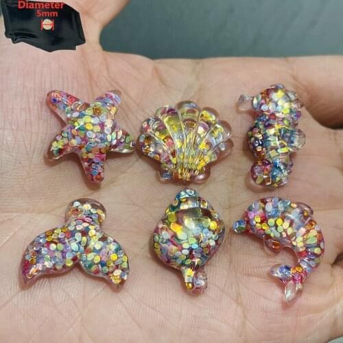 1PCS Resin Cute Cartoon Fridge Magnetic Sticker Flash Starfish Shell Seahorse Mermaid Tail Conch Dolphin Refrigerator Magnet Kid