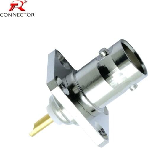1pc BNC Jack 4 Hole Flange Panel Chassis Mount Solder Plug BNC Female Panel Mount Connectors RF Coaxial Copper CONNECTOR