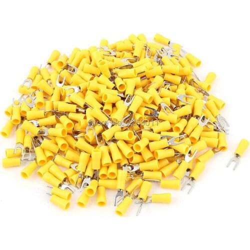 100PCS SV1.25-6 Spade Pre-Insulating Terminal TYPE TU-JYK Electrical Crimp Terminal Block 22-16 AWG Fork Wire Connector red