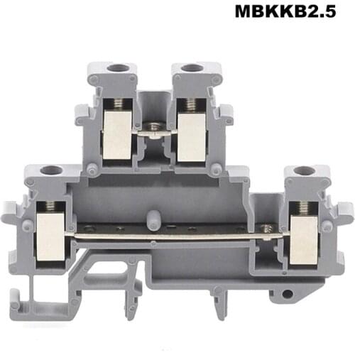 2Pcs Din Rail Dual Row Screw Terminal Blocks MBKKB2.5 BornierElectrical Wire Double Terminals Block Connector Morsettiera 24A