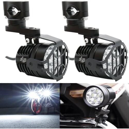2Pcs Motorcycle Auxiliary Lamp Driving Spot Head Lamp Fog Light Motor Accessories 6000K White 12V