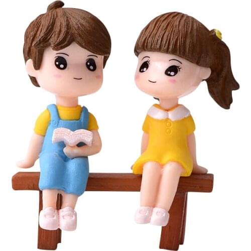 3 Pcs Resin Micro Landscape DIY Fleshy Ornaments Reading Stool Couple Ornaments Micro Landscape Decoration
