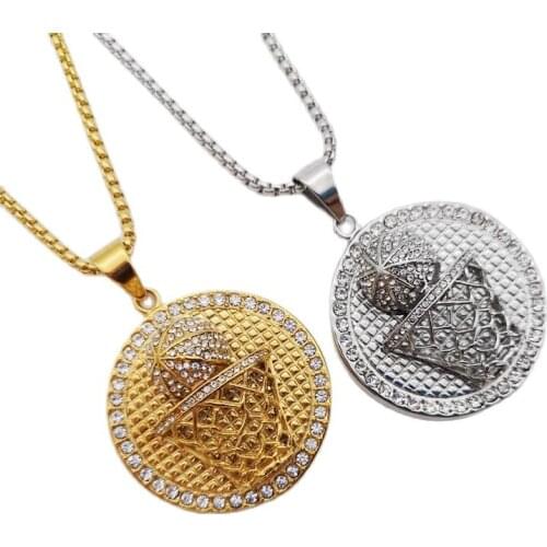 3D Basketball net necklace pendant Gold color Full crystals 316L stainless steel basketball medal necklace men sports jewelry