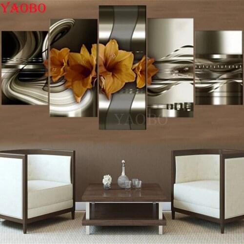 5 Pieces Lily Flowers 5d diy diamond Painting mosaic pictures full square/round drill diamond embroidery rhinestone home decor