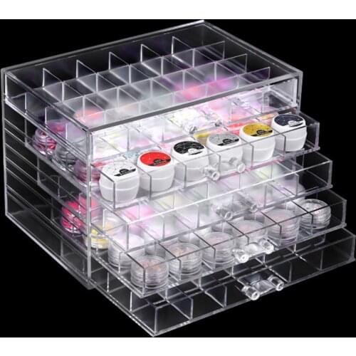 5 Layers Large Drawer Clear Acrylic Storage Box Nail Polish Rack Nail Decorations Makeup Organizer Manicure Tools