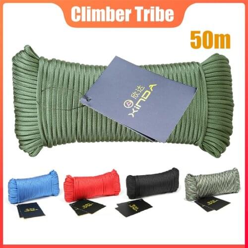 50m 9 Cores Paracord Outdoor Survival Mountaineering Ropes Rock Climbing Rescue Safety Accessories Protective Parachute Cord /50