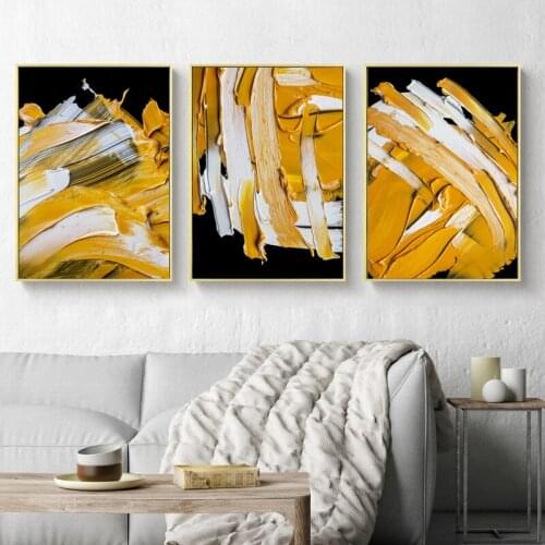 Abstract Yellow Wall Art Painting Texture Canvas Poster Modern Wall Bright Picture for Living Room Bedroom Art Studio Nodic Deco