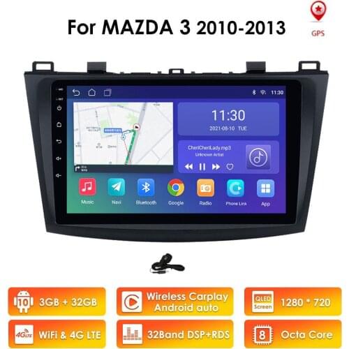 2din Android10 2G 32G Car Radio for Mazda 3 2010-2013 Wifi Auto Stereo GPS Navigation Multimedia Player USB DVR External Mic
